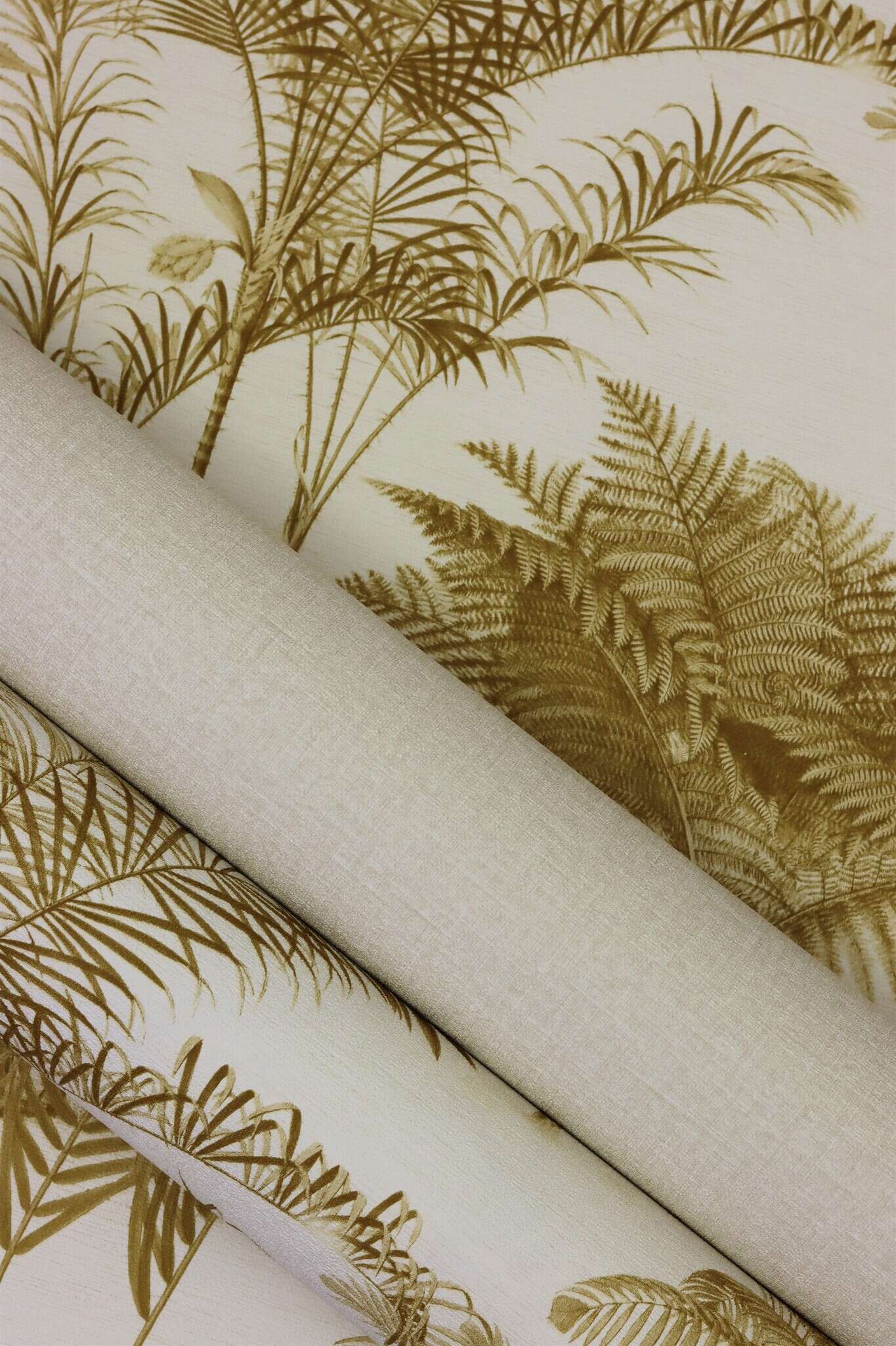 10-555158 Detailaufnahmen 8 Image détaillée de Papier peint palmiers avec des feuilles exotiques au look vintage et une texture enduite
