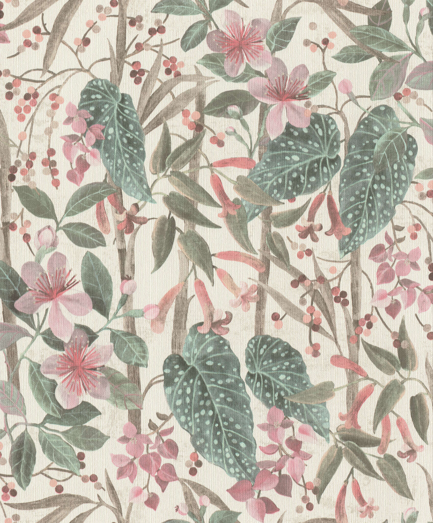 10-538212 Artikelscan 1 Leaf wallpaper with flowers and plants