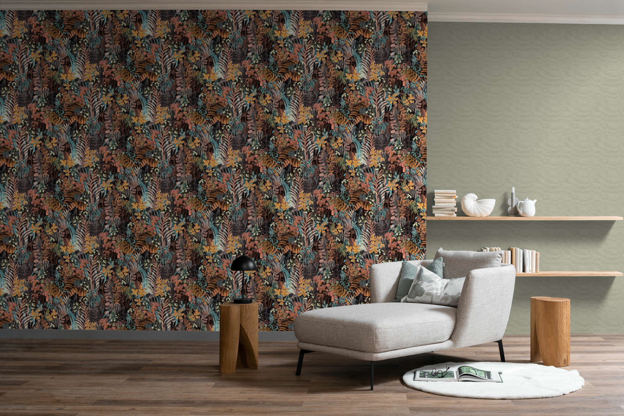 10-600230 Raumbilder 3 SCHÖNER WOHNEN non-woven wallpaper collection LINEN in petrol 600230