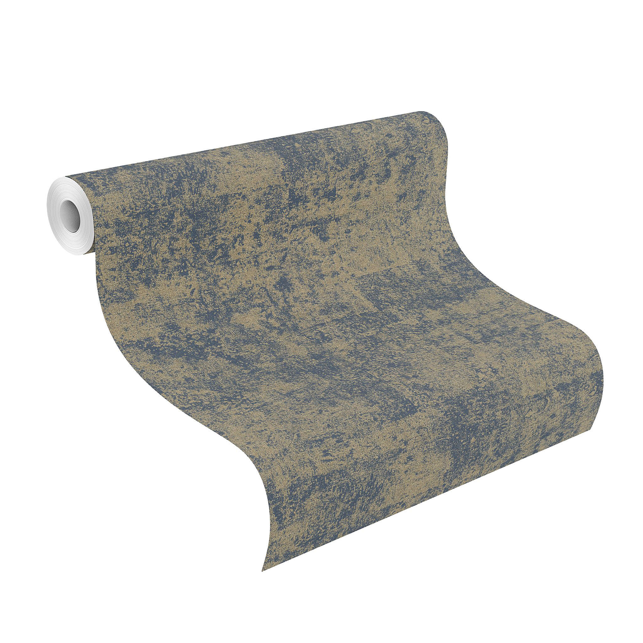 10-410723 Rolle abgerollt 1 Vintage non-woven wallpaper in blue-night blue Selection 410723