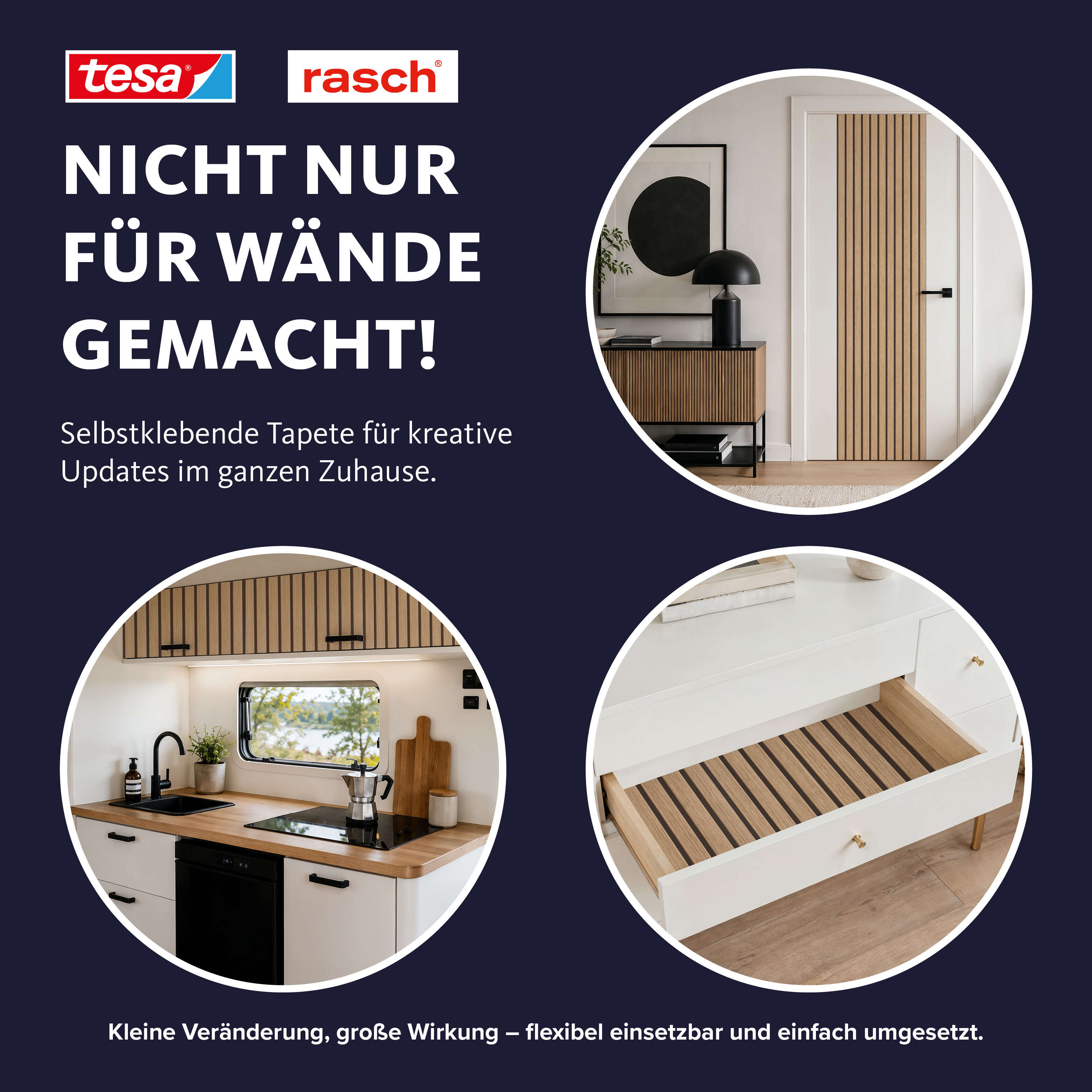 Selbstklebende Tapete Echo - 2,65m x 0,53m - 3D Holzpaneele in Braun 370126 Selbstklebende Tapete Echo - 2,65m x 0,53m - 3D Holzpaneele in Braun 370126