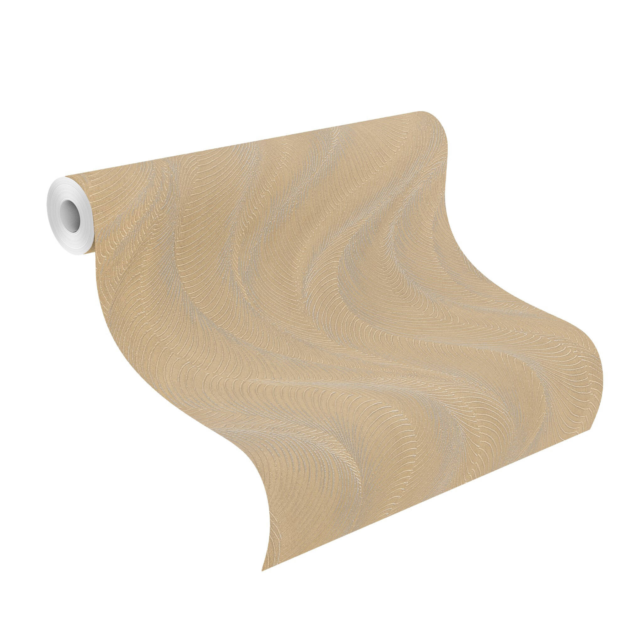 10-659641 Rolle abgerollt 1 Non-woven wallpaper in gold-taupe Incanto 659641