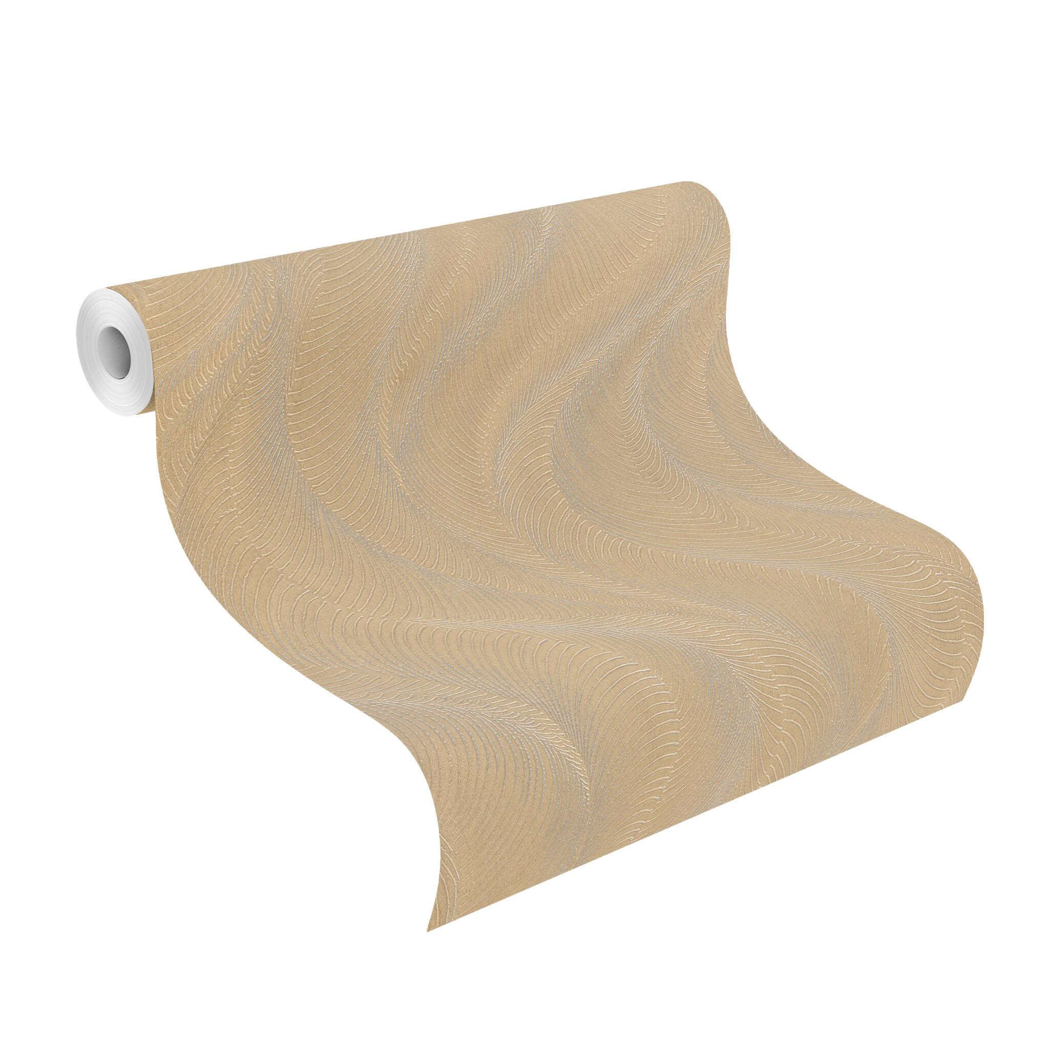 10-659641 Rolle abgerollt 1 Non-woven wallpaper in gold-taupe Incanto 659641