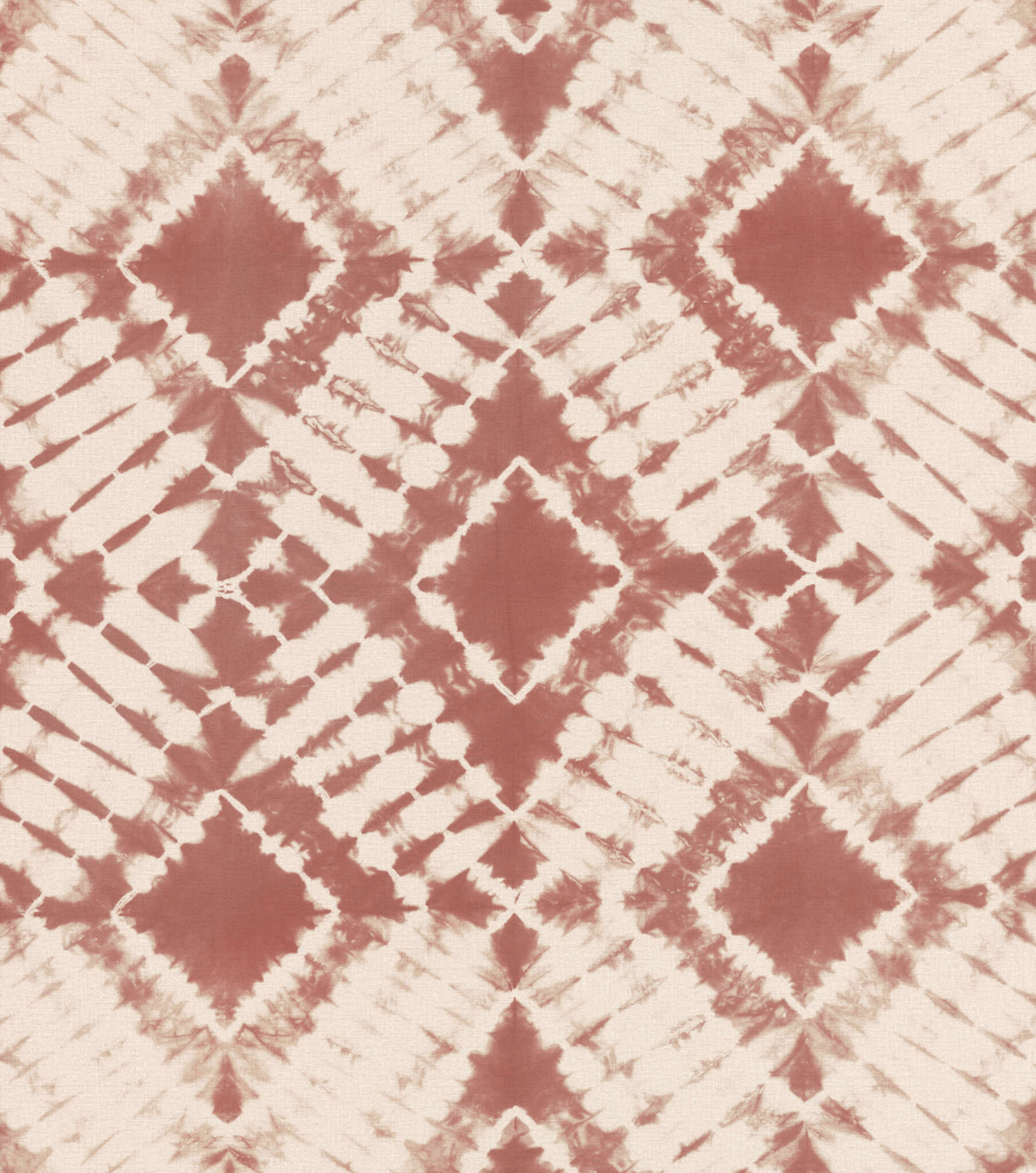 10-367669 Artikelscan 1 Eye-catching batik wallpaper in rust red and beige with a diamond pattern – artistic, powerful and decorative.