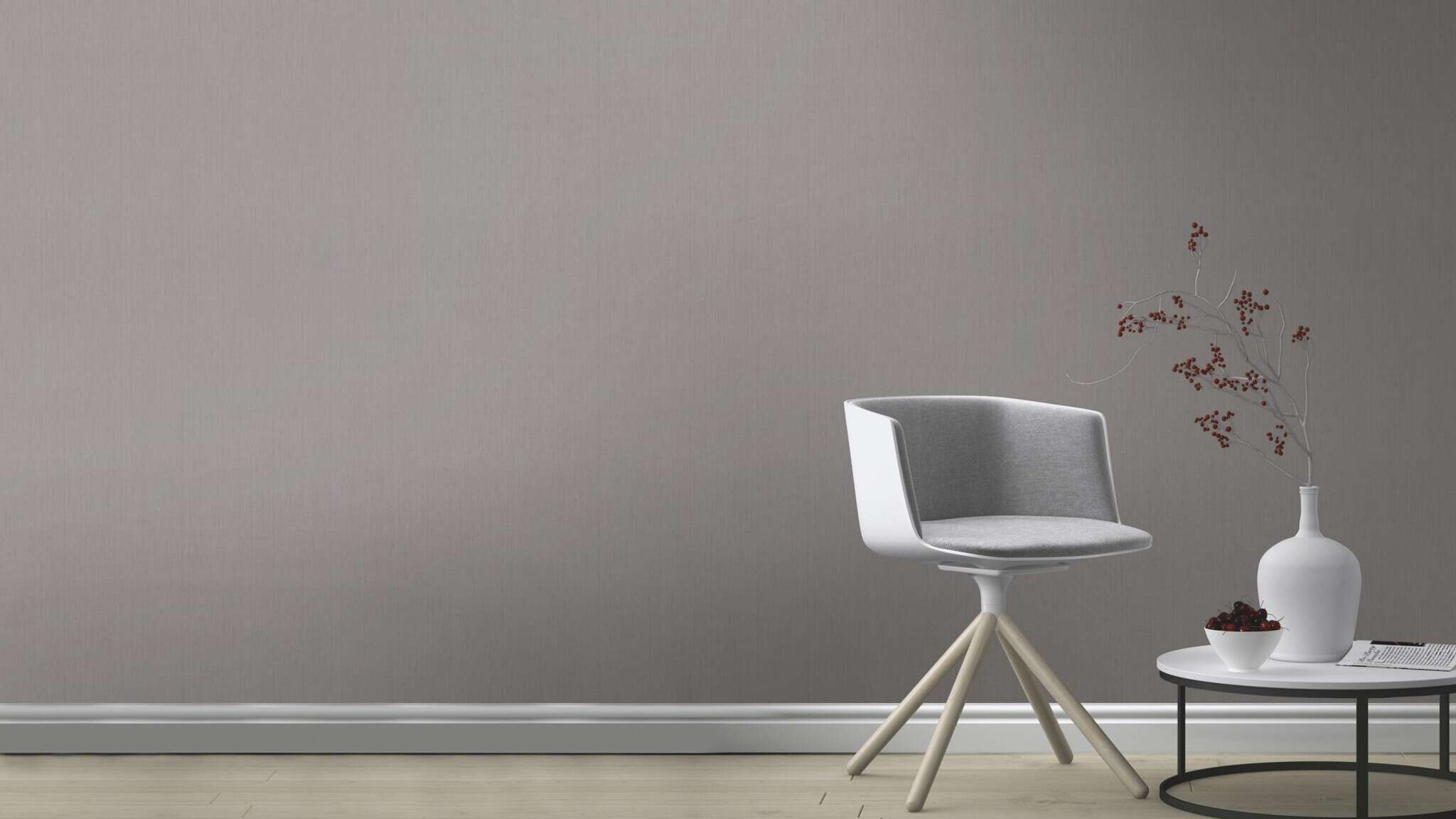 10-746068 Raumsituationen 3 Room with Single-colour wallpaper with a textile texture