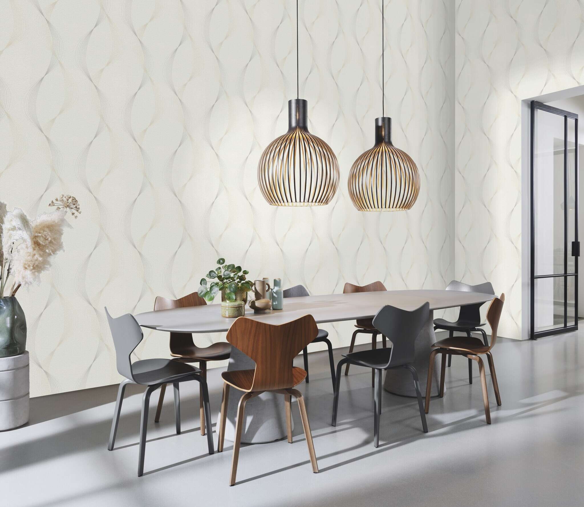 10-475678 Raumsituationen 5 Une chambre avec Motif ondulé organique dans des tons naturels chauds