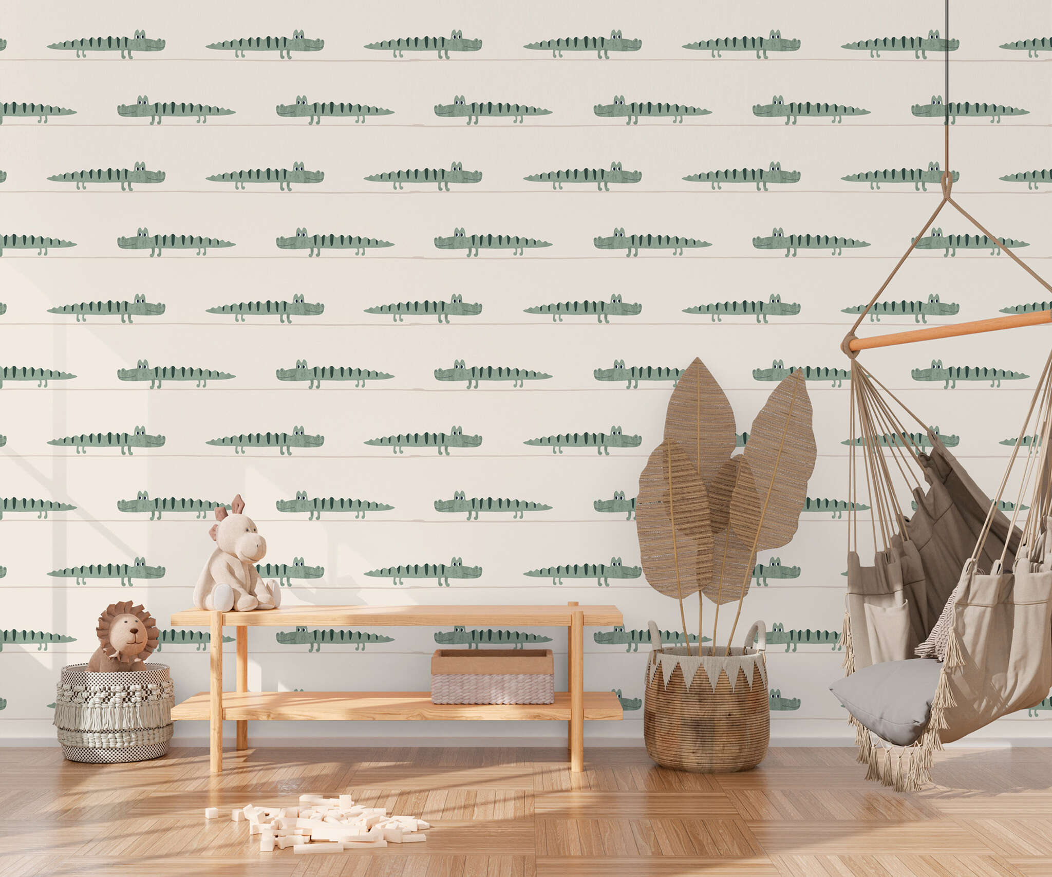 10-300172 Raumsituationen 2 Wall mural Mr Croco in Green | Roomblush - RB430