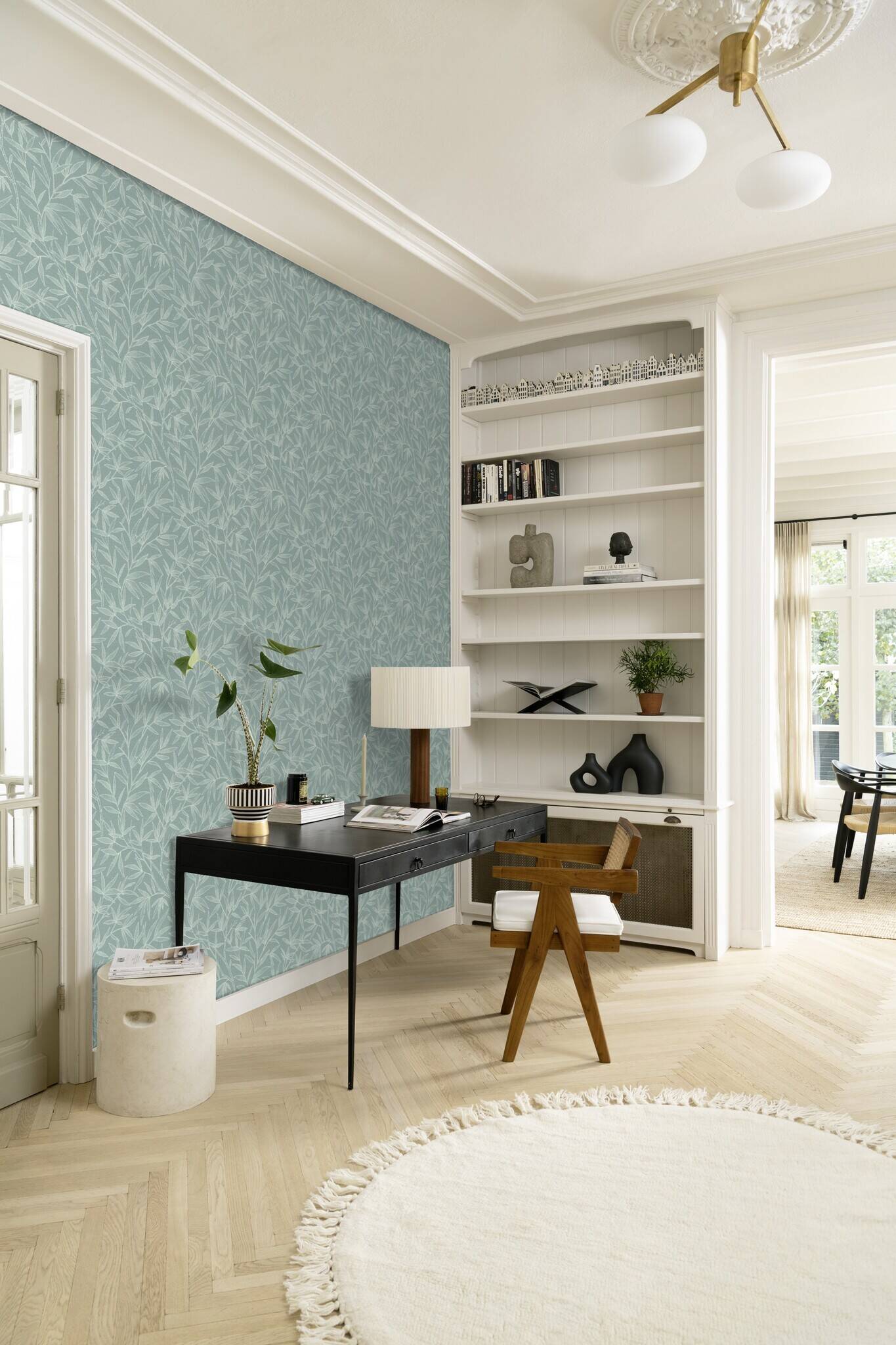10-983159 Raumsituationen 2 Non-woven wallpaper in blue-petrol Novella XL 983159