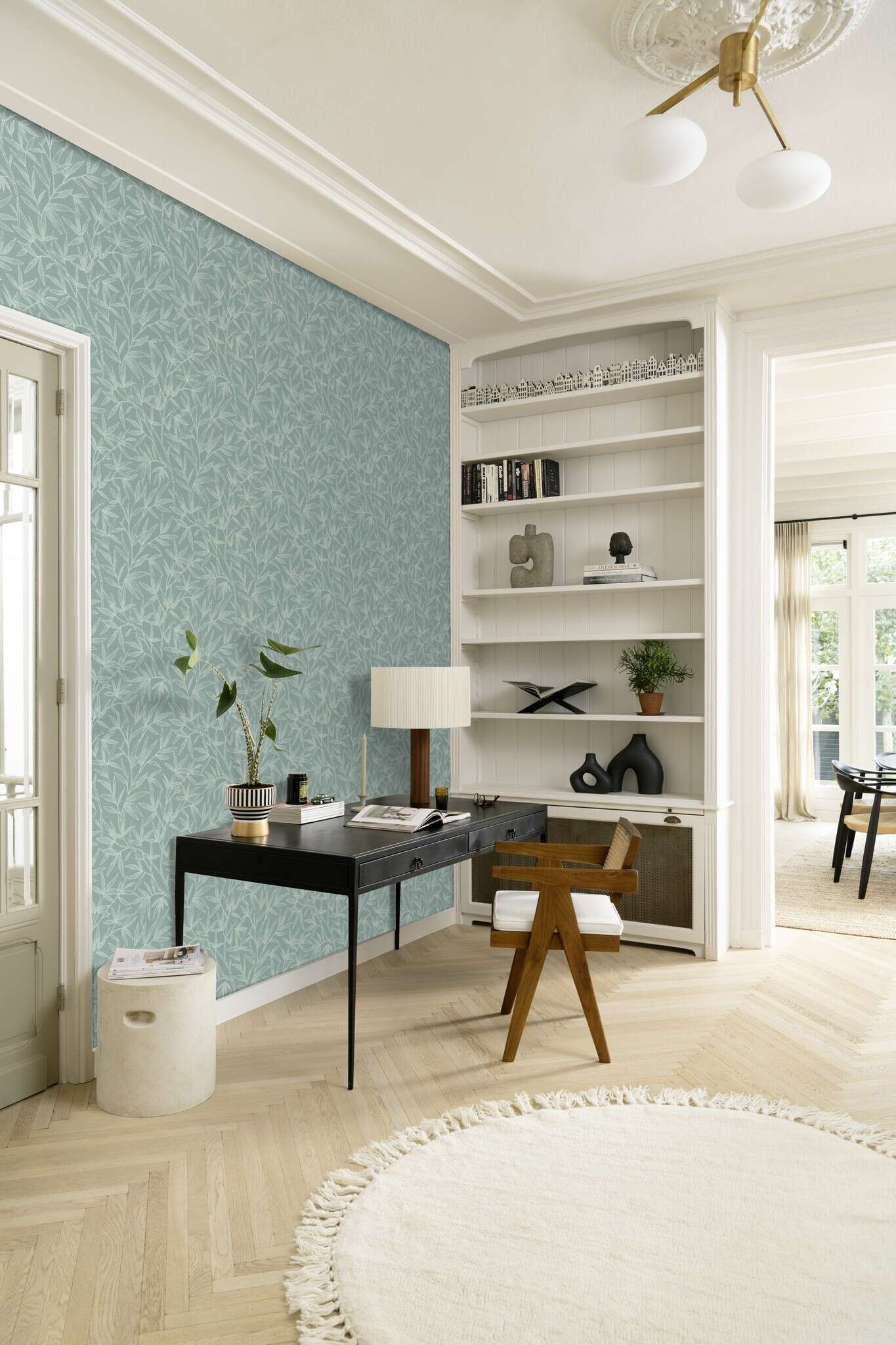 10-983159 Raumsituationen 2 Non-woven wallpaper in blue-petrol Novella XL 983159