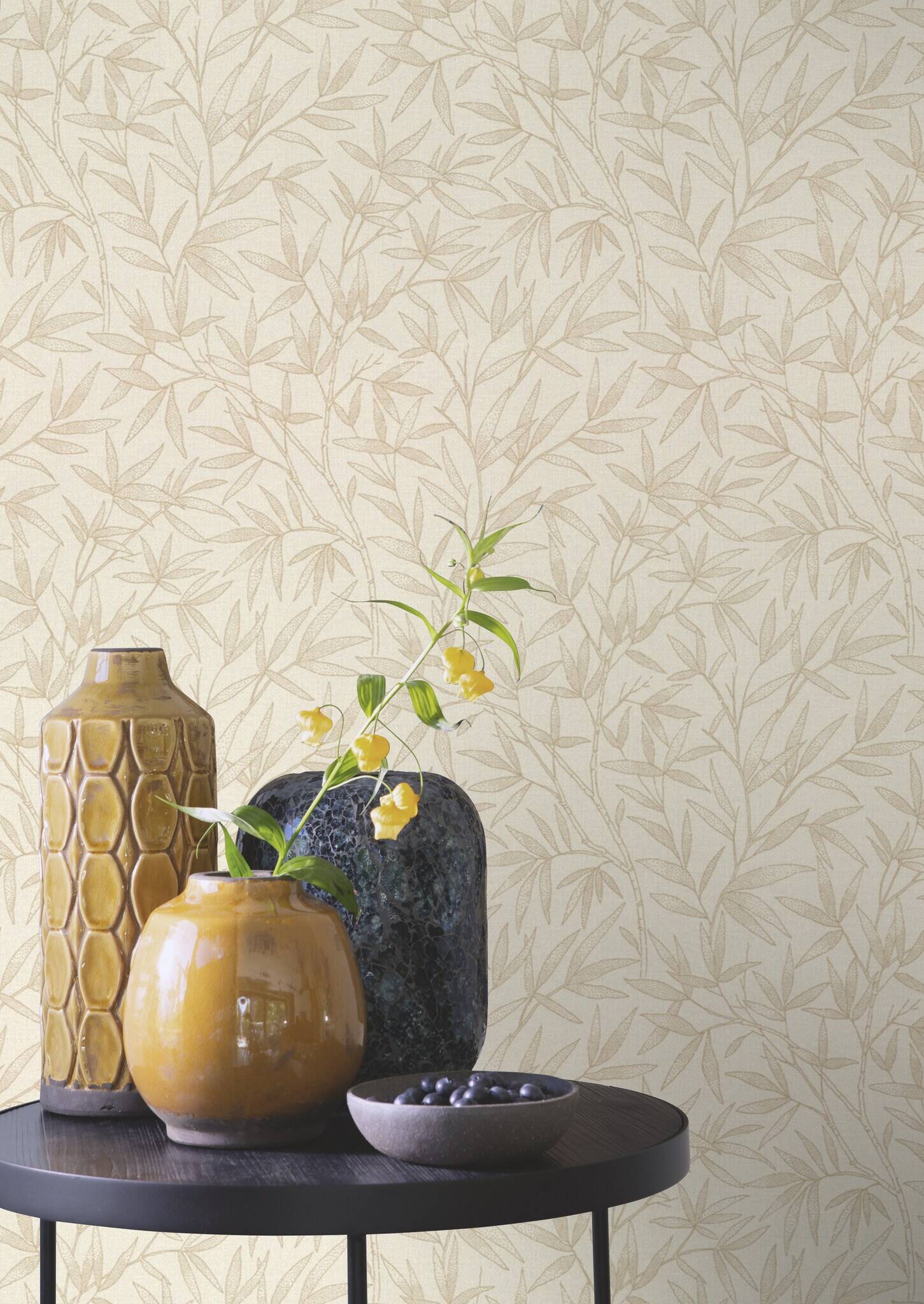 10-983111 Raumsituationen 2 Non-woven wallpaper in beige-petrol Novella XL 983111