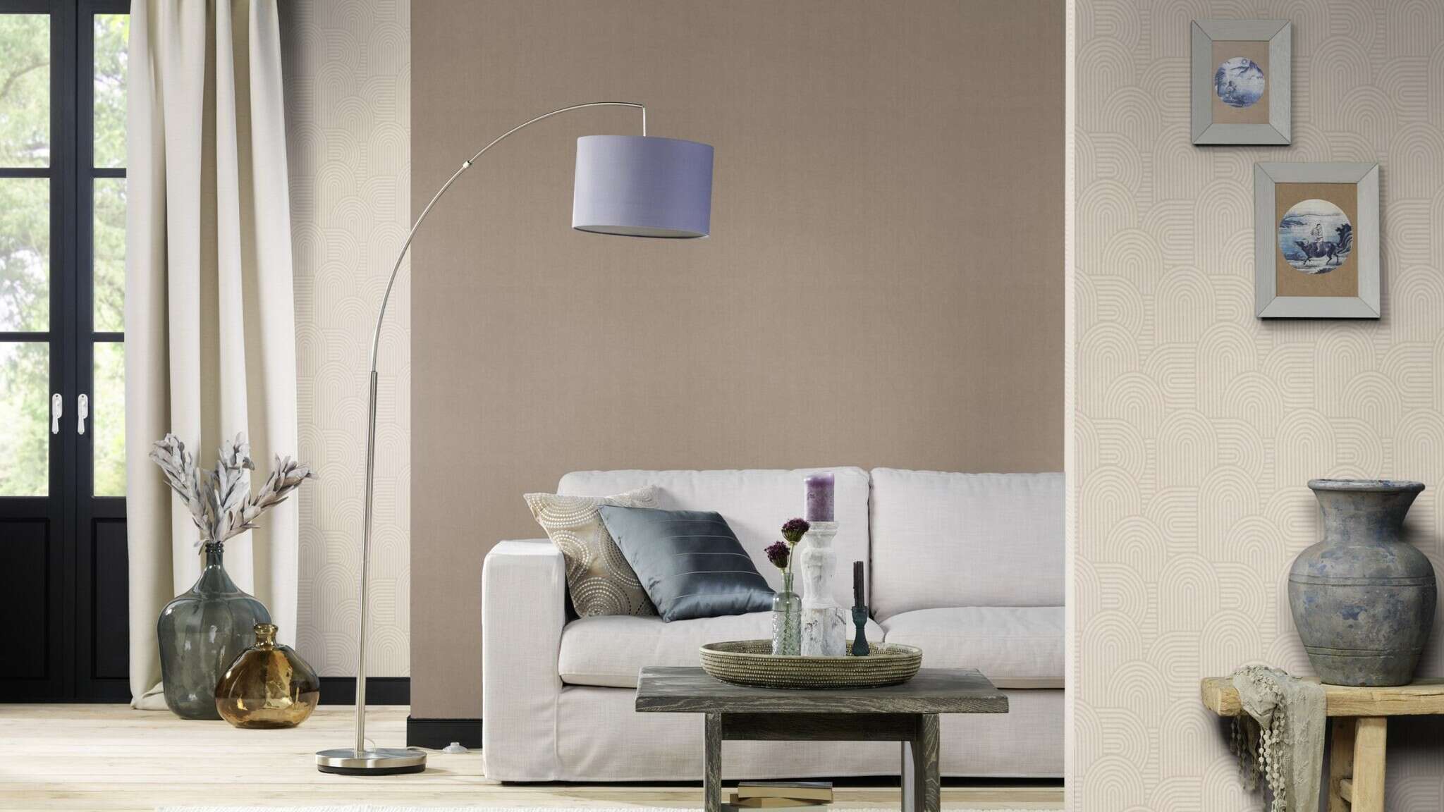 10-634150 Raumsituationen 4 Room with Wallpaper with curved lines in Art Deco style