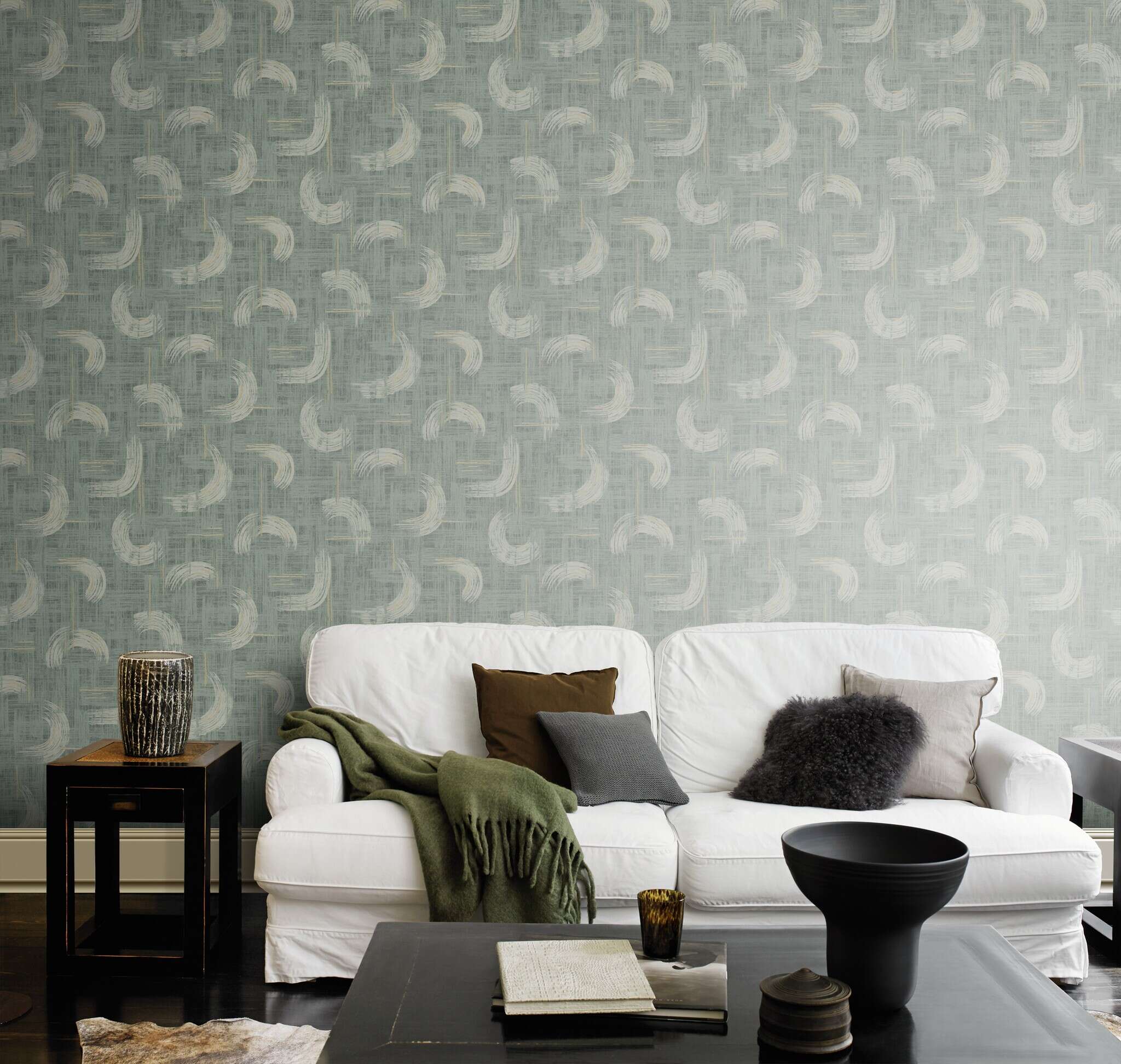 10-429053 Raumsituationen 2 Non-woven wallpaper in green-sand Selection Relief/non-woven 429053