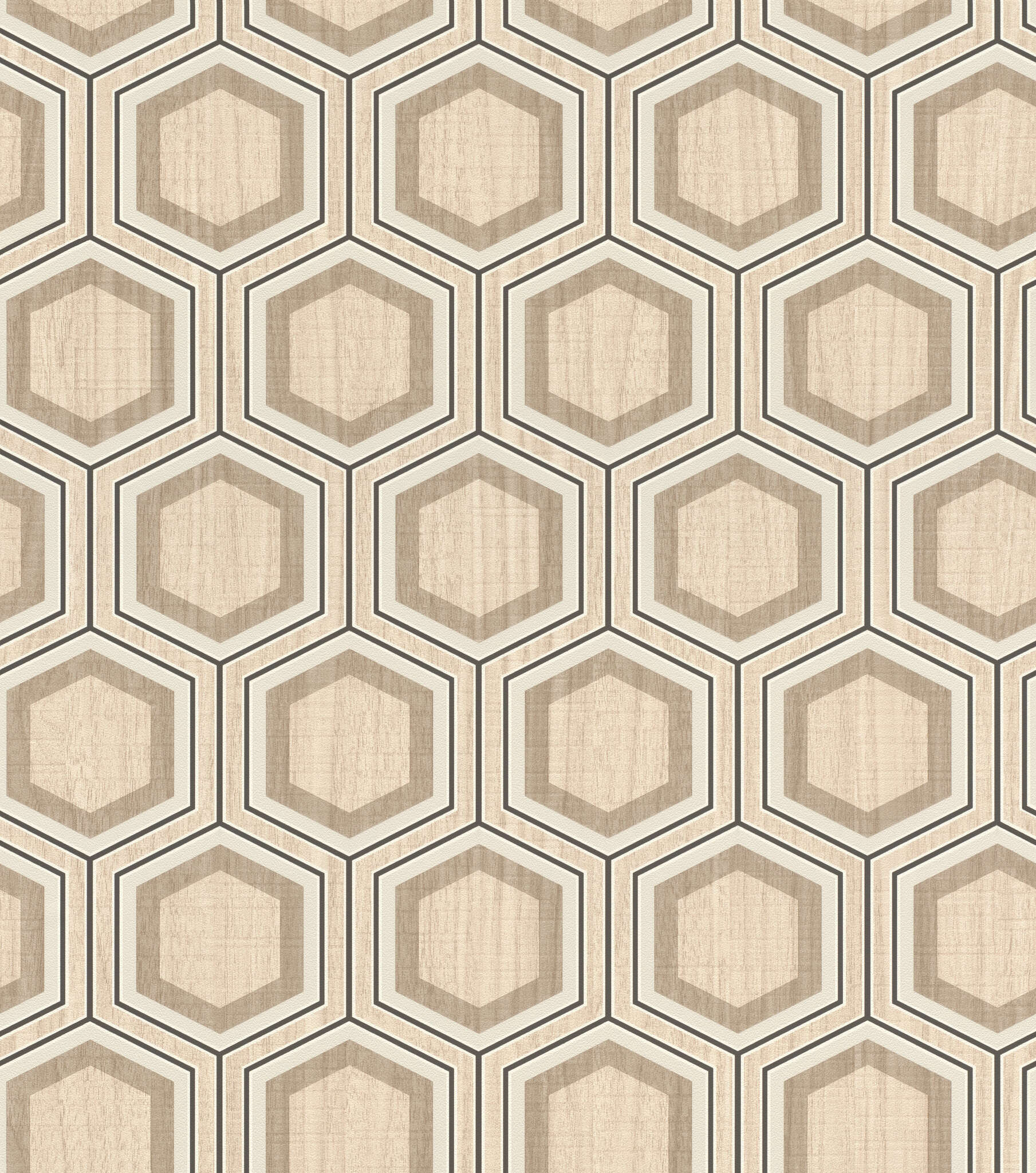 10-791143 Artikelscan 1 Papier peint au design rétro avec des hexagones géométriques