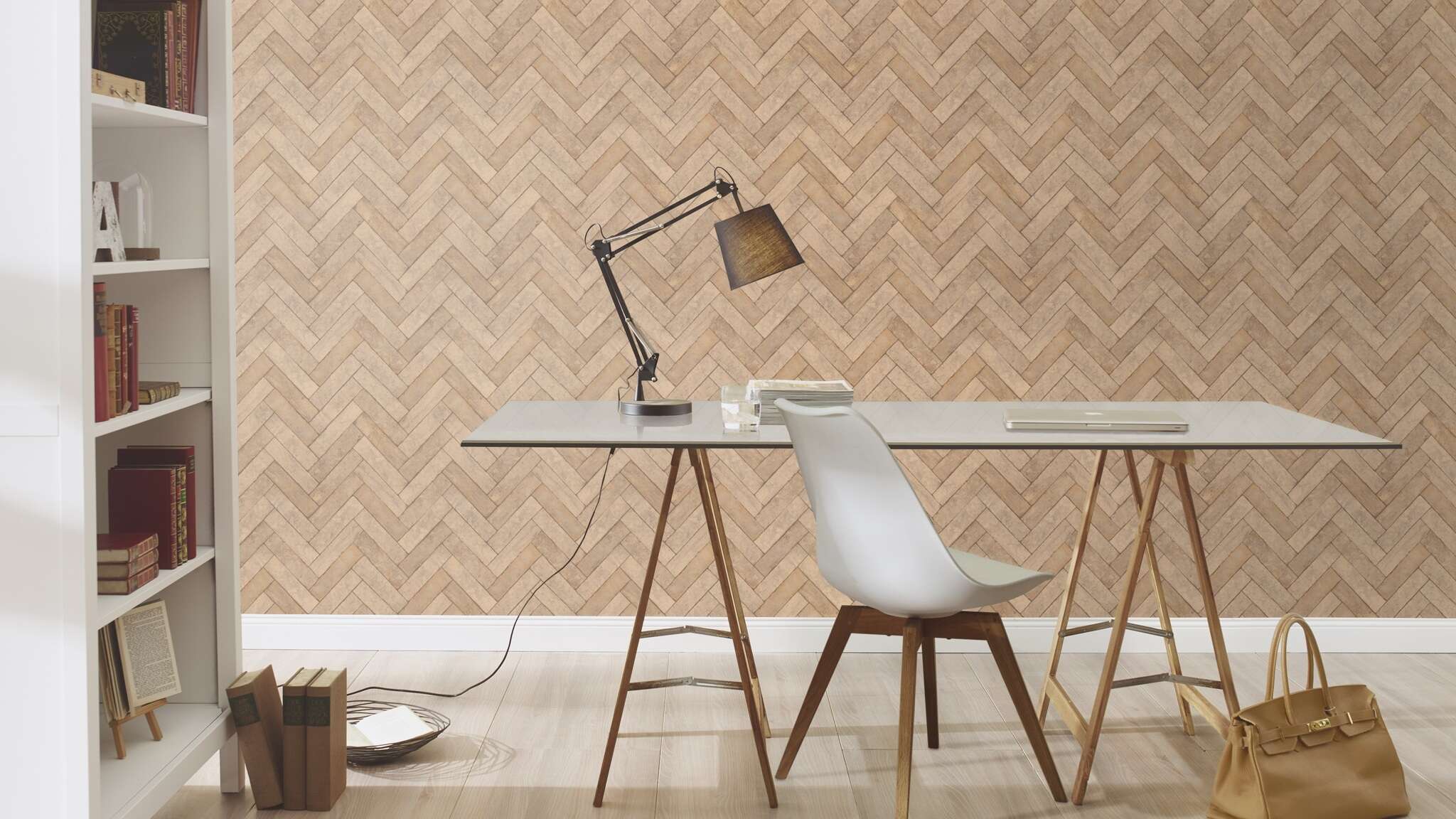 10-499131 Raumsituationen 1 Room with Wallpaper with bricks
