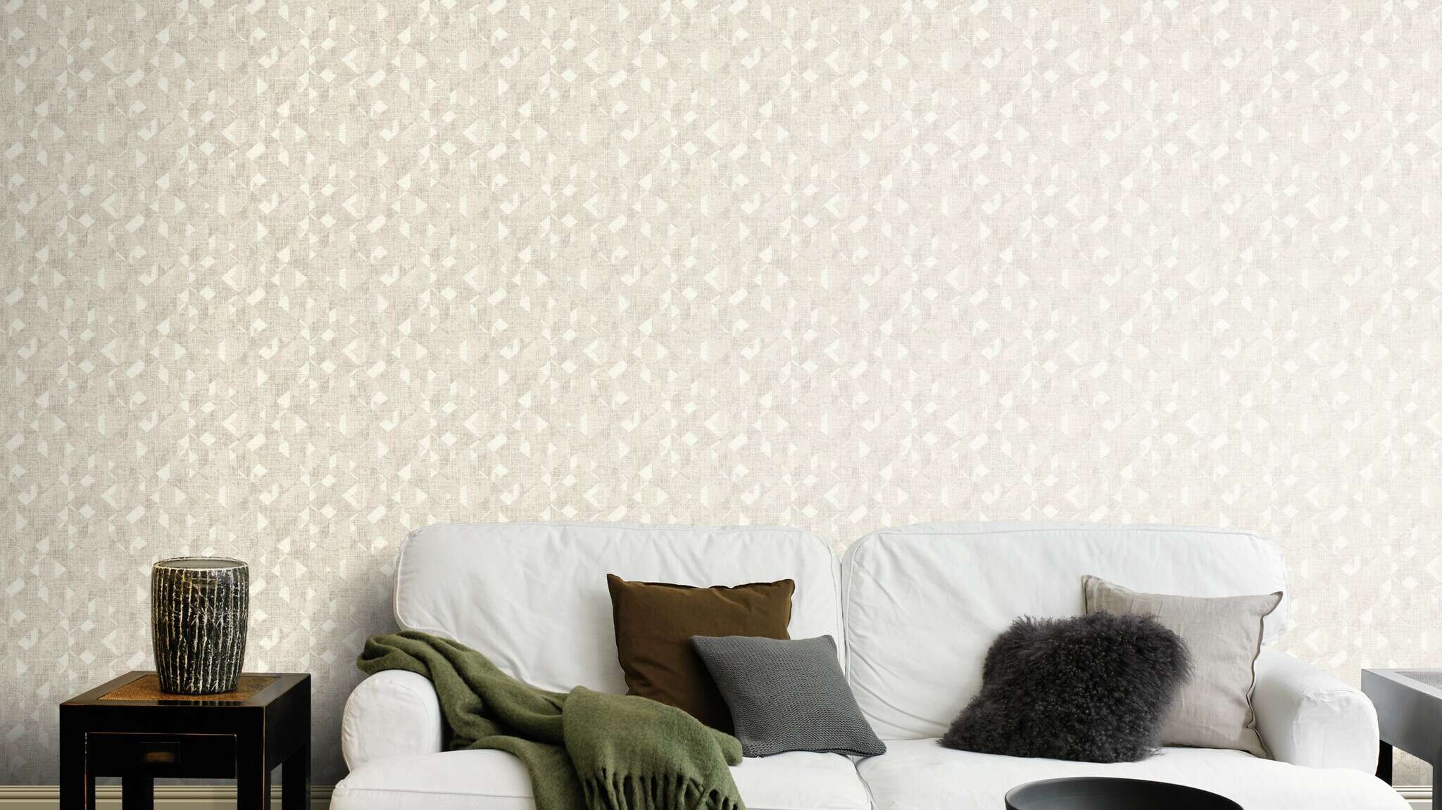 10-654226 Raumbilder 1 Graphic non-woven wallpaper in beige-greige Welcome Home 654226
