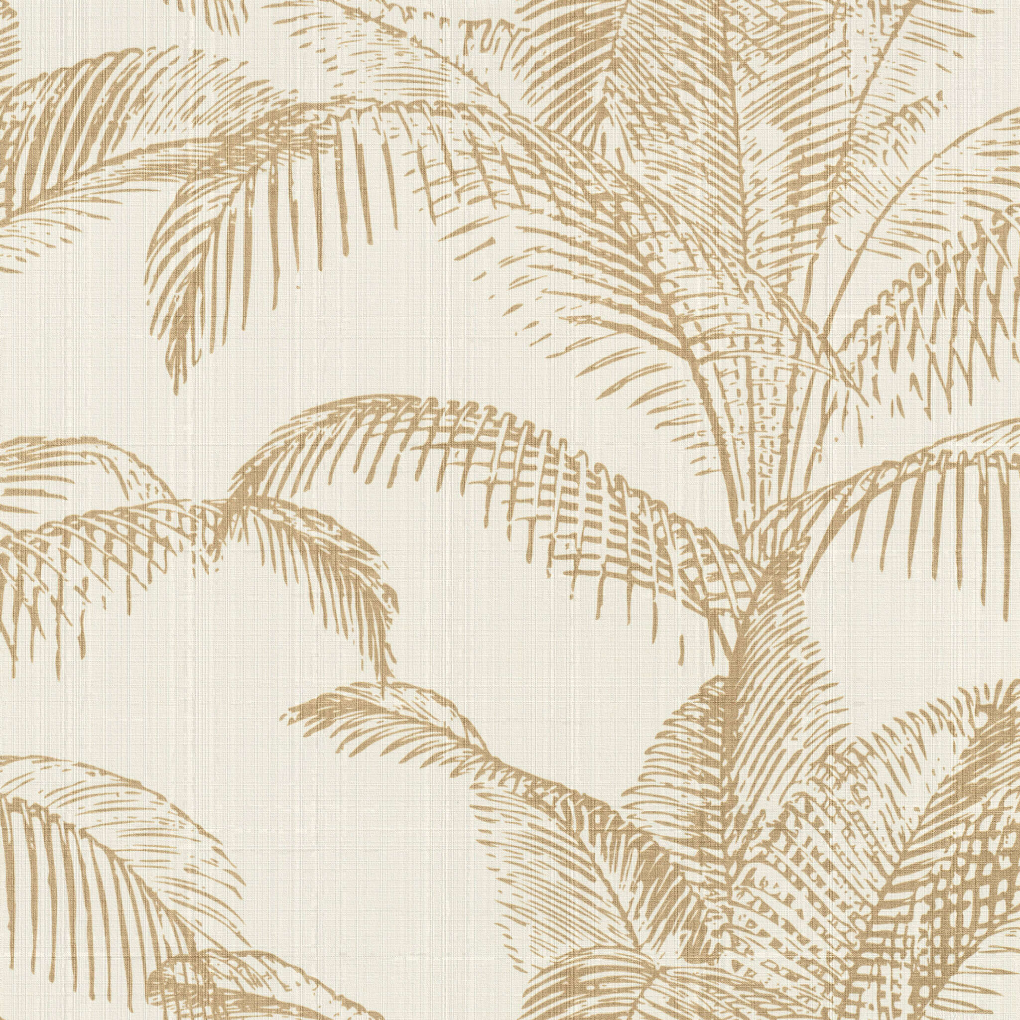 10-406818 Artikelscan 1 Tropisch inspirierte Tapete mit zarten goldenen Palmen auf cremefarbenem Hintergrund