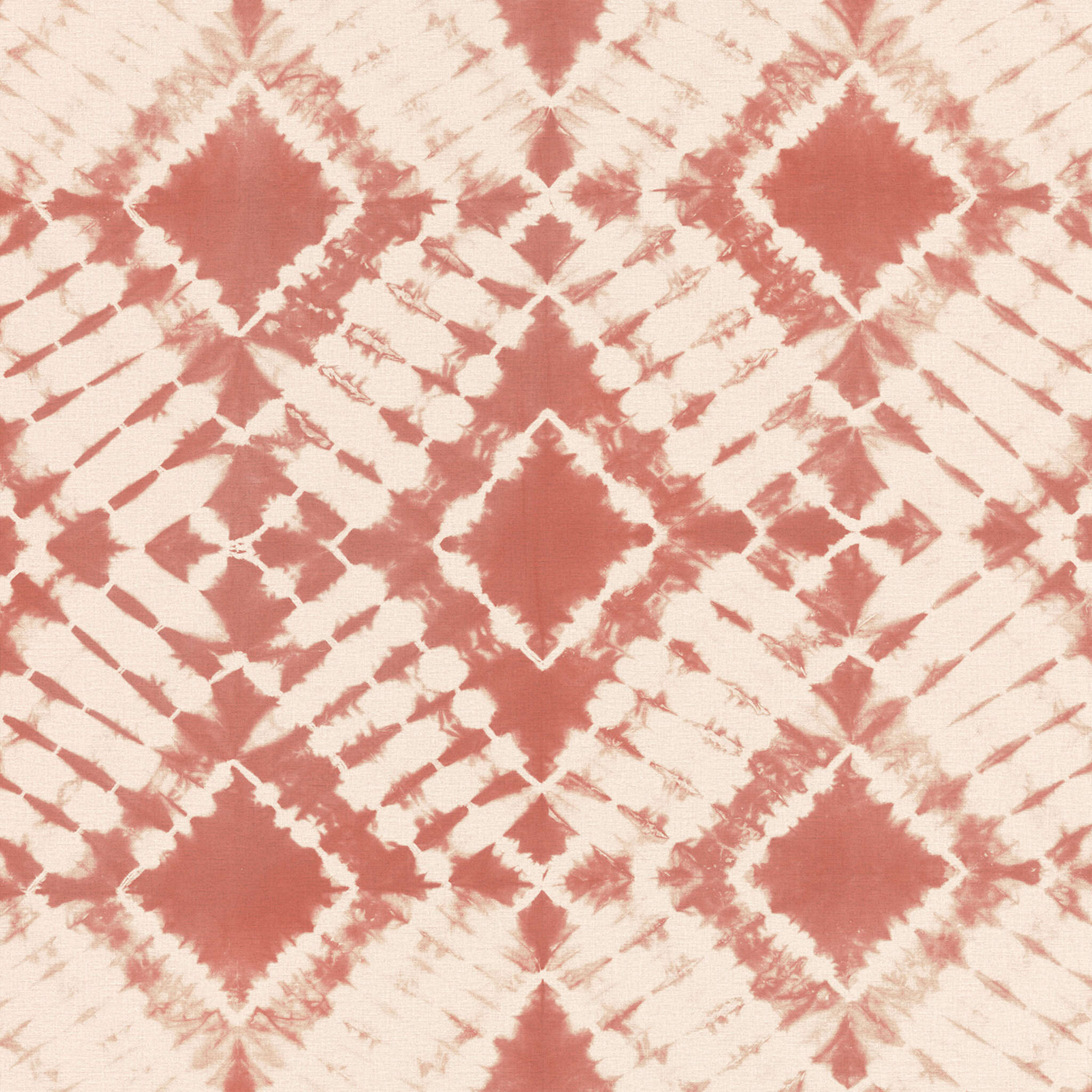 Eye-catching batik wallpaper in rust red and beige with a diamond pattern – artistic, powerful and decorative.