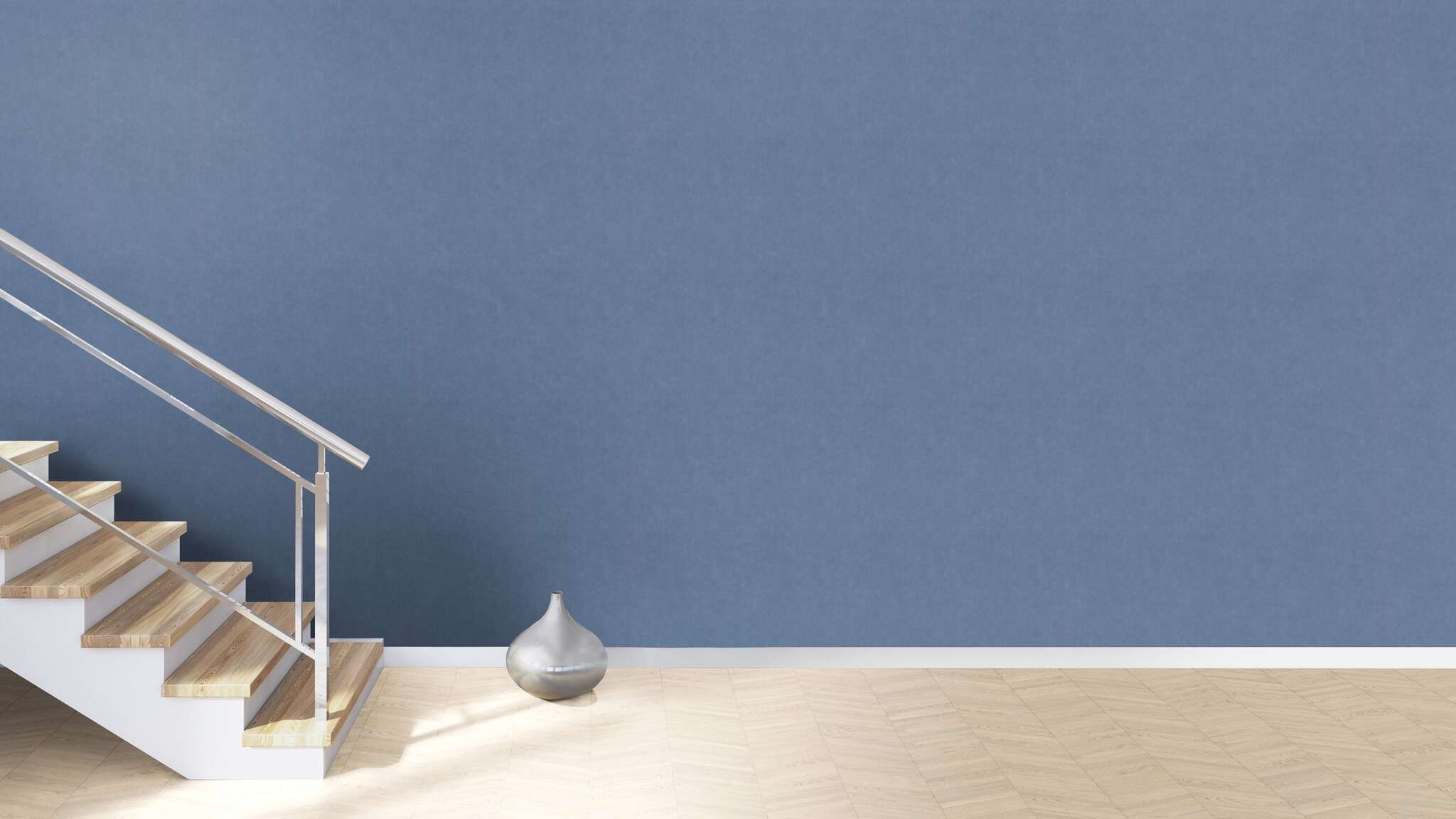 10-330090 Raumsituationen 3 Room with Strong wallpaper in rich denim blue with a fine textile texture – expressive and cosy.