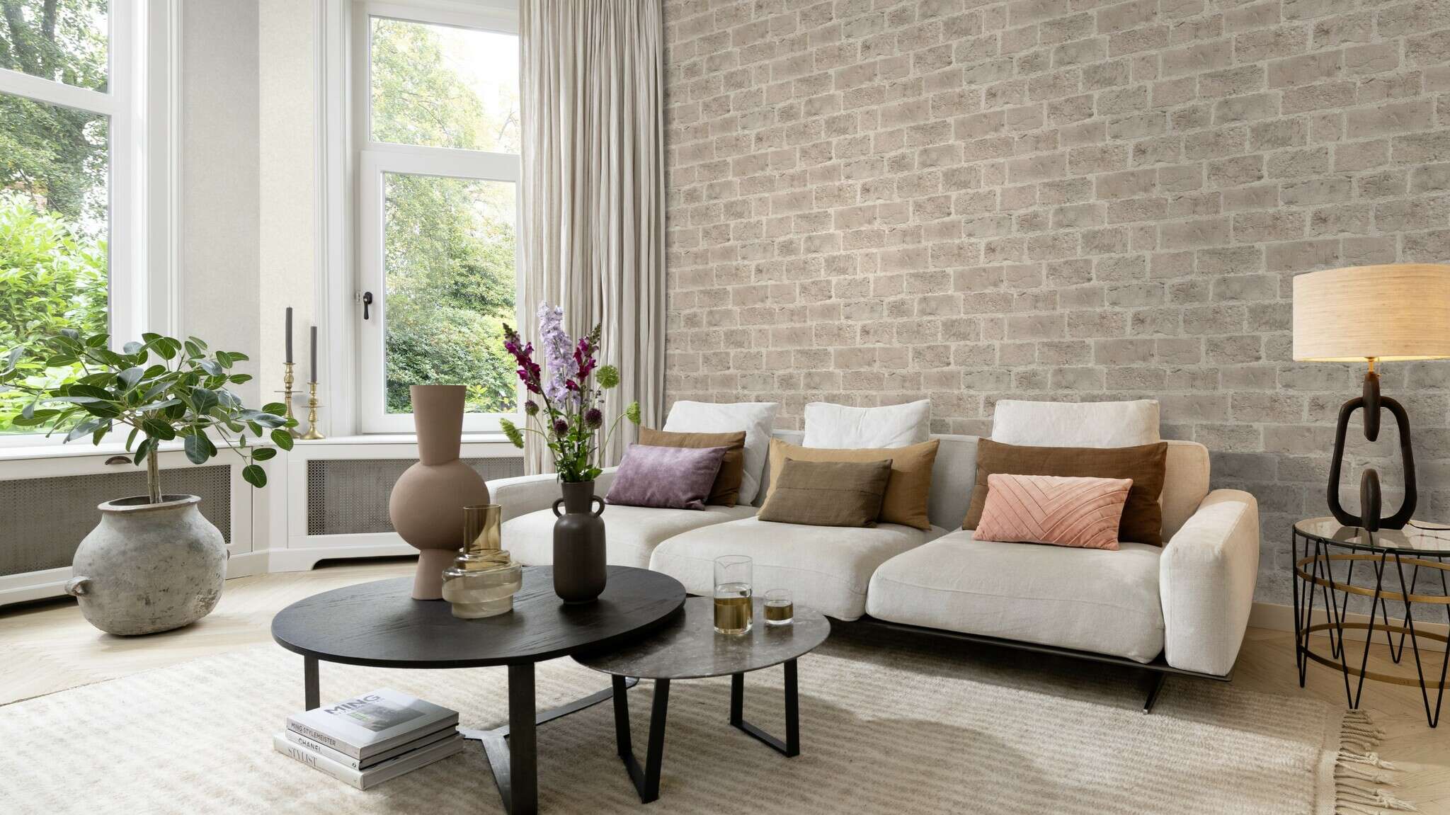 10-865721 Raumsituationen 2 Room with Wallpaper with bricks