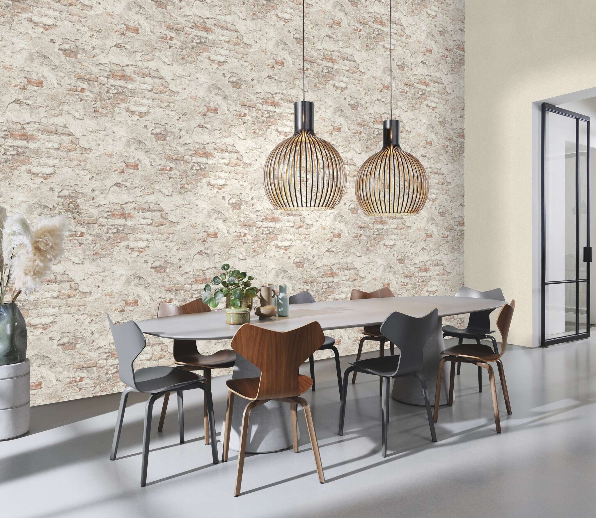 10-939316 Raumsituationen 4 Room with Wallpaper with stone wall
