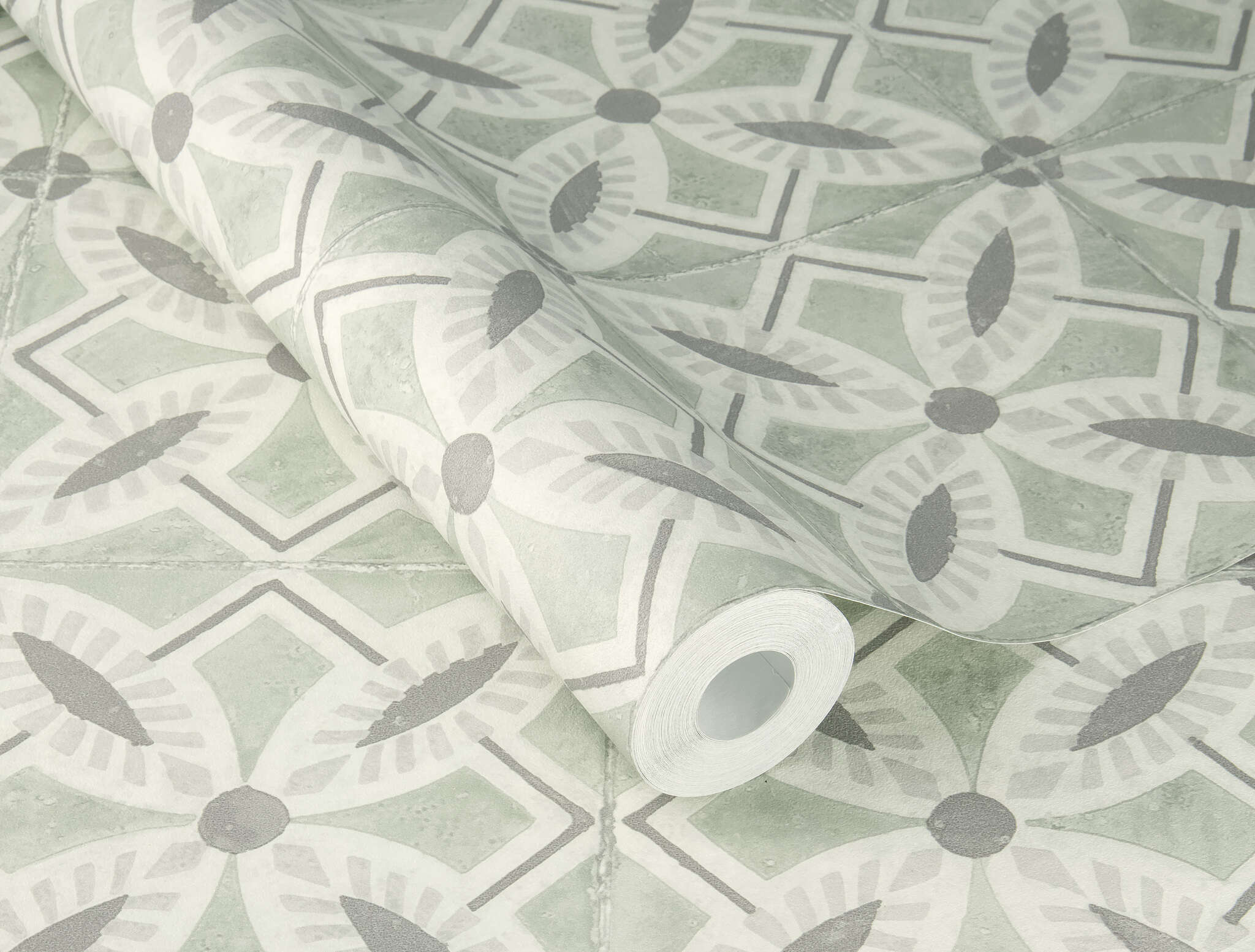 10-410242 Detailaufnahmen 1 Tile non-woven wallpaper in gray-grey-green Beachhouse 410242